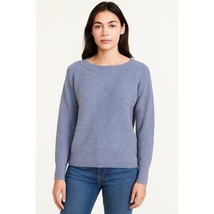 J Crew Womens‎ Sweater Medium Blue Gray Alpaca Merino Wool Blend Textured Cozy